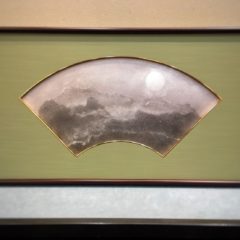 扇面画 箔絵望月